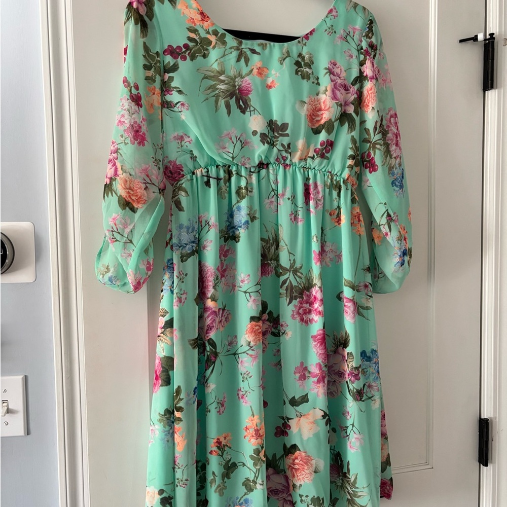 Pinkblush Floral Maternity Dress in Green and Pink size small